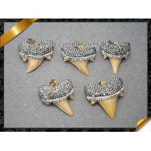 Genuine Shark Teeth Pendant, Druzy Gemstone Pendant, Necklace Pendants for Men and Women Jewelry (EF096)